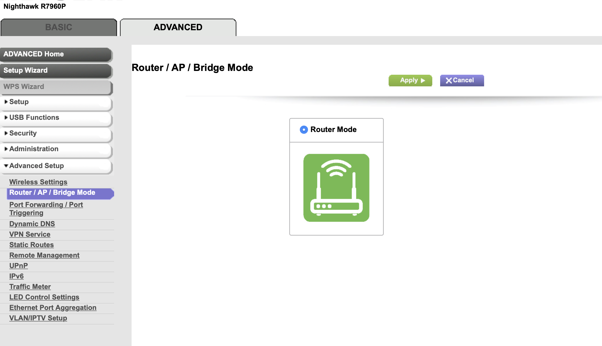 r7960 router/ap/bridge mode only shows router mode NETGEAR Communities